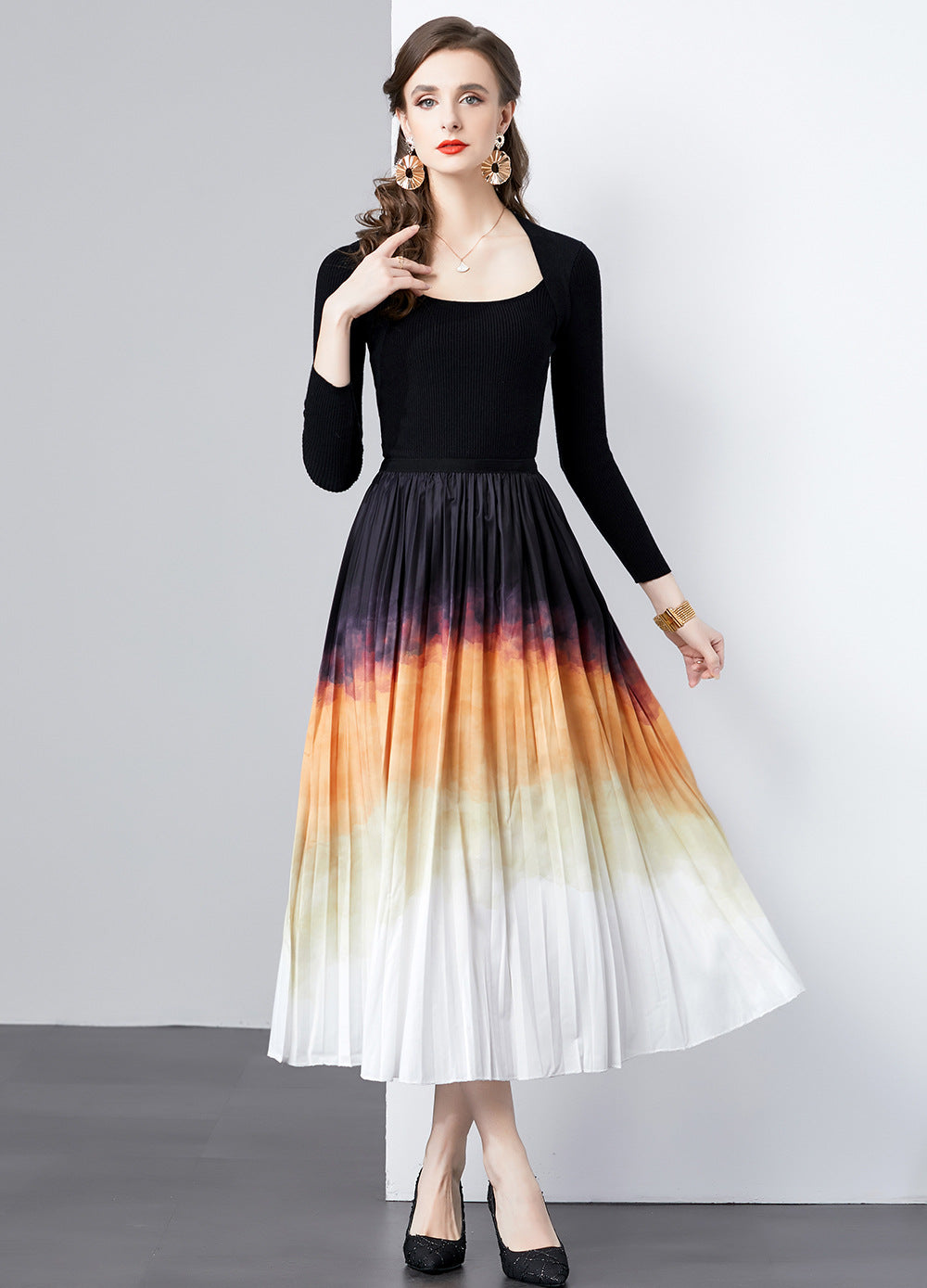Jupe maxi plissée élégante Chic und Stil pour femmes