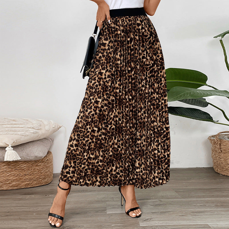 Jupe maxi plissée pour femmes avec design imprimé animal Chic und Stil