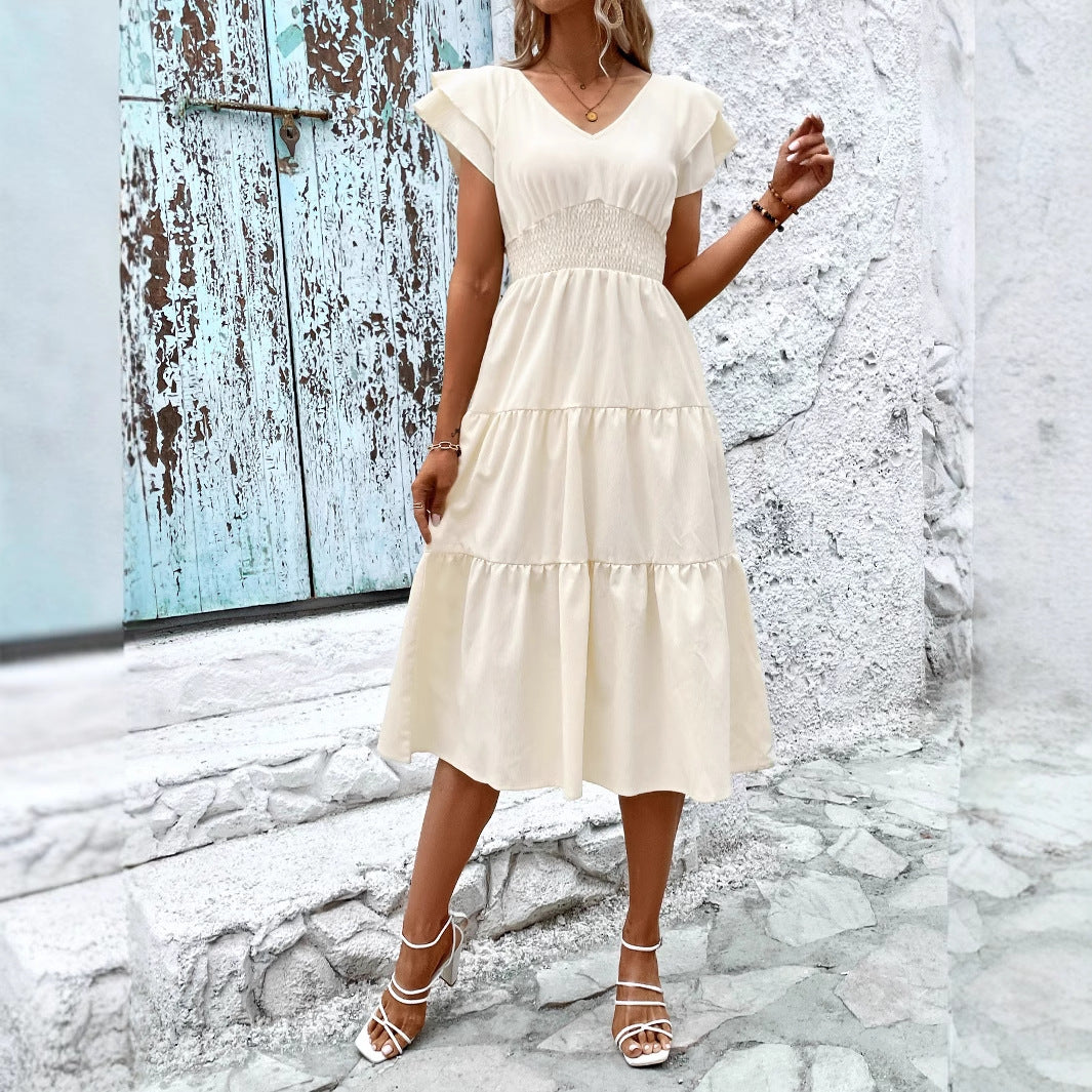 Robe maxi femme avec des détails froncés et une taille mi-haute Chic und Stil