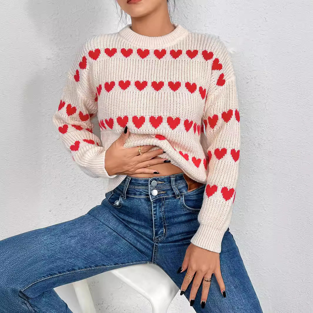Pull en tricot pour femmes avec motif en forme de cœur Chic und Stil