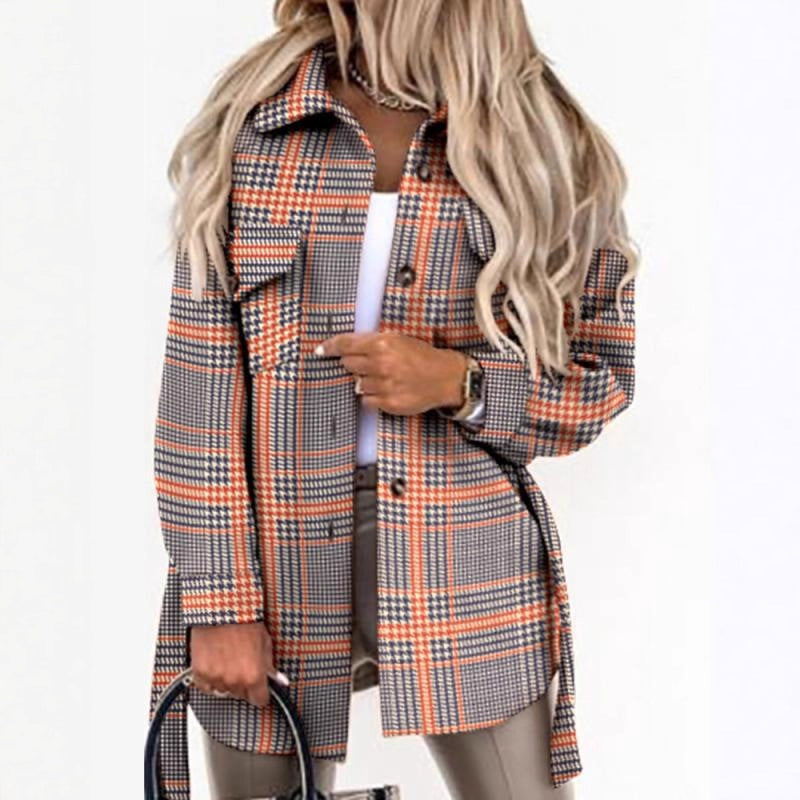 Blouse à manches longues à carreaux pour femmes Chic und Stil