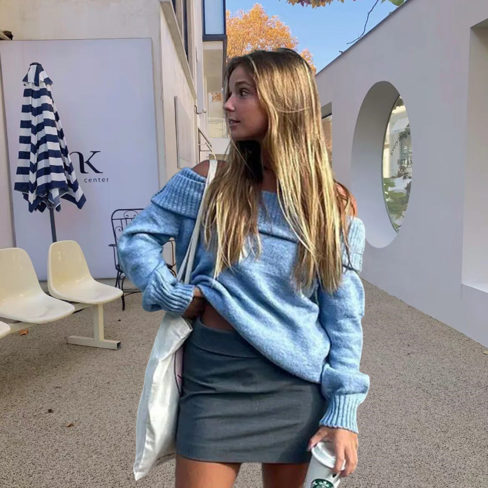 Pull en tricot surdimensionné pour femmes avec design sans épaules Chic und Stil