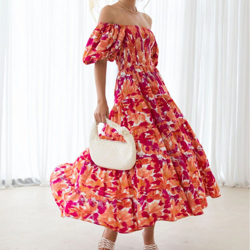 Robe maxi à épaules dénudées fleurs Chic und Stil