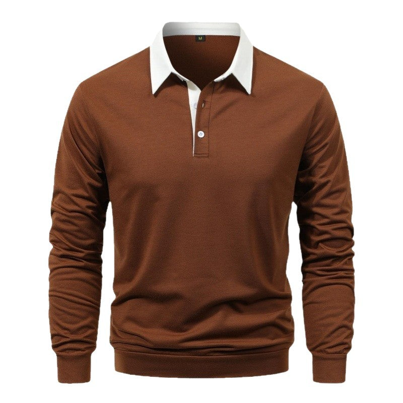Men's long sleeve polo with contrast collar and high-quality cotton Chic and Style