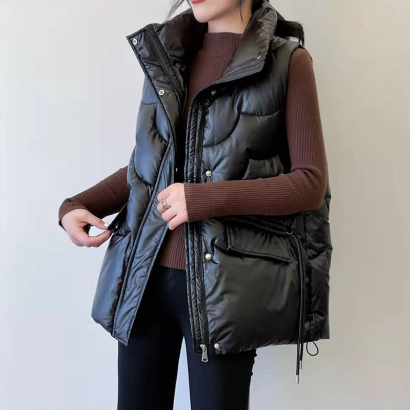 Dames Gilet matelassé avec col montant et poches zippées sur les côtés Chic und Stil