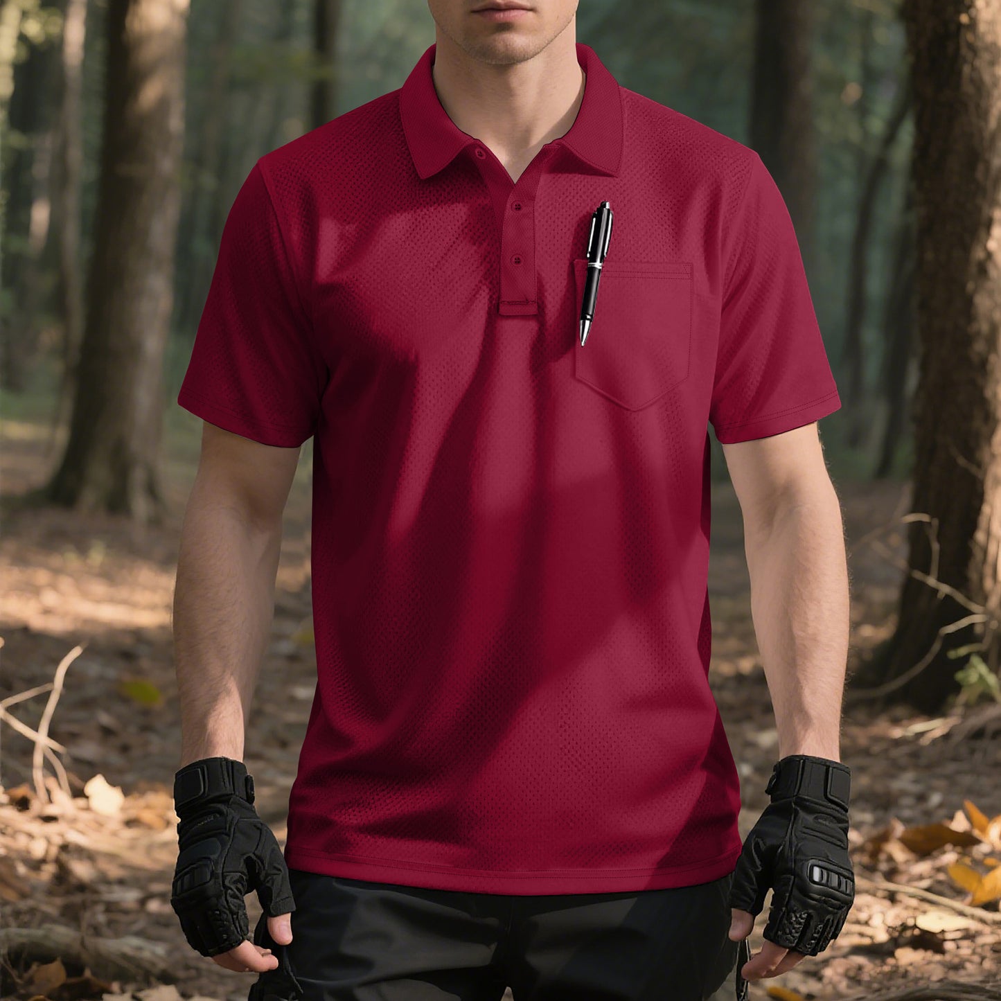 Chemise polo pour hommes avec texture respirante et poche poitrine pratique Chic und Stil