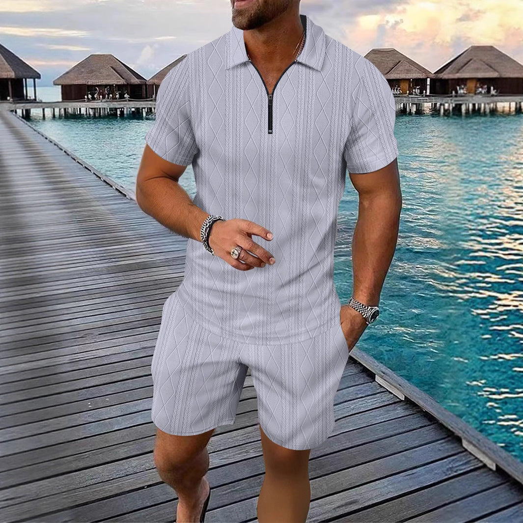 Survêtement décontracté à zip structuré pour hommes Chic und Stil