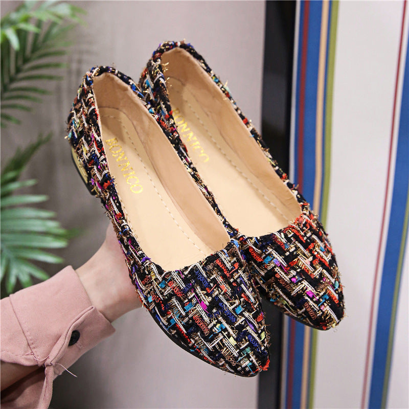 Ballerines élégantes à enfiler pour dames avec design tissé moderne Chic und Stil