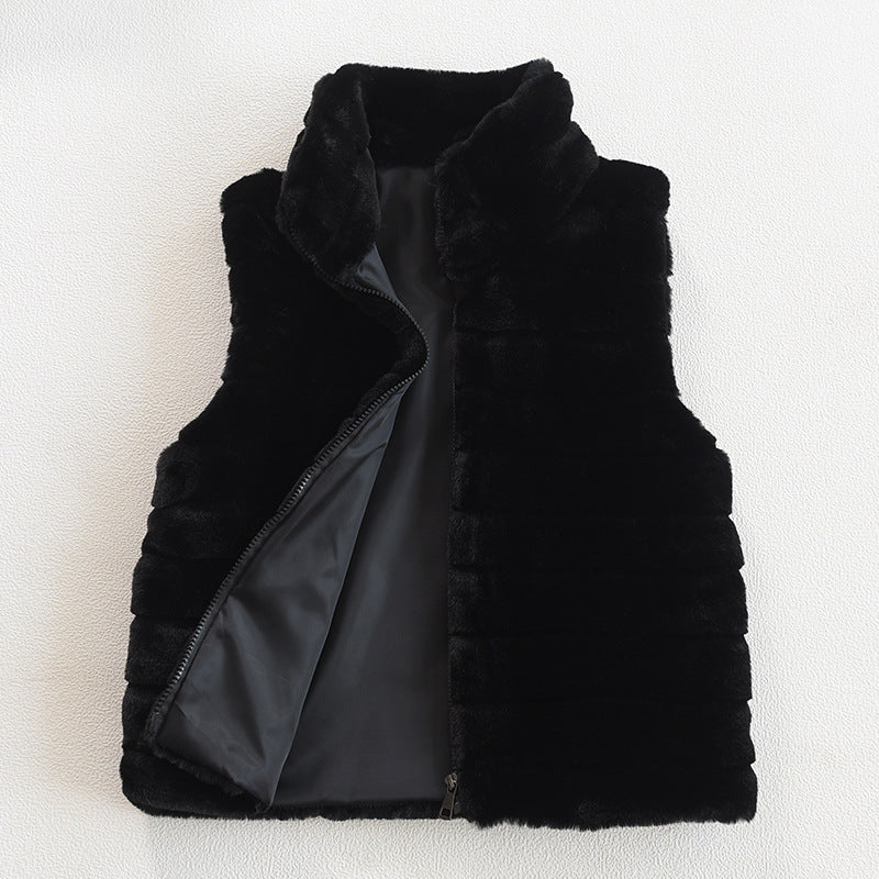 Veste matelassée pour dames en fausse fourrure à col montant Chic und Stil