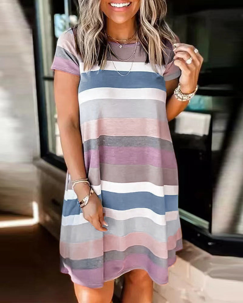 Dames Loisirs Rayé Flottant Robe Chic und Stil