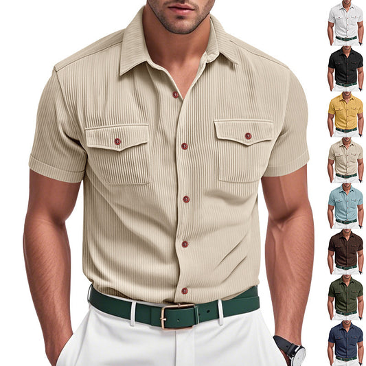 Chemise à manches courtes rayée pour hommes avec deux poches poitrine pratiques Chic und Stil