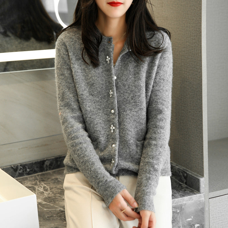 Cardigan en laine douce à boutons pour femmes Chic und Stil