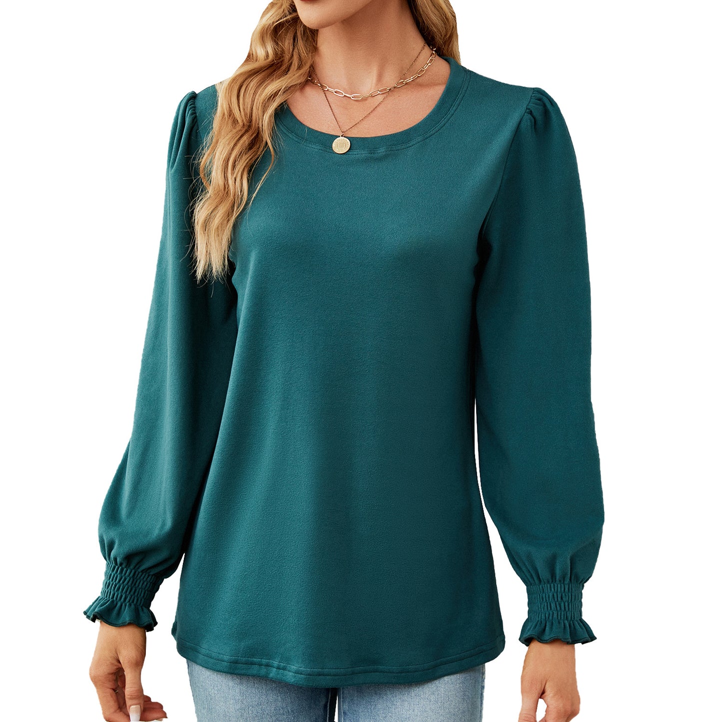 Pull femme avec manches bouffantes et poignets élastiques Chic und Stil