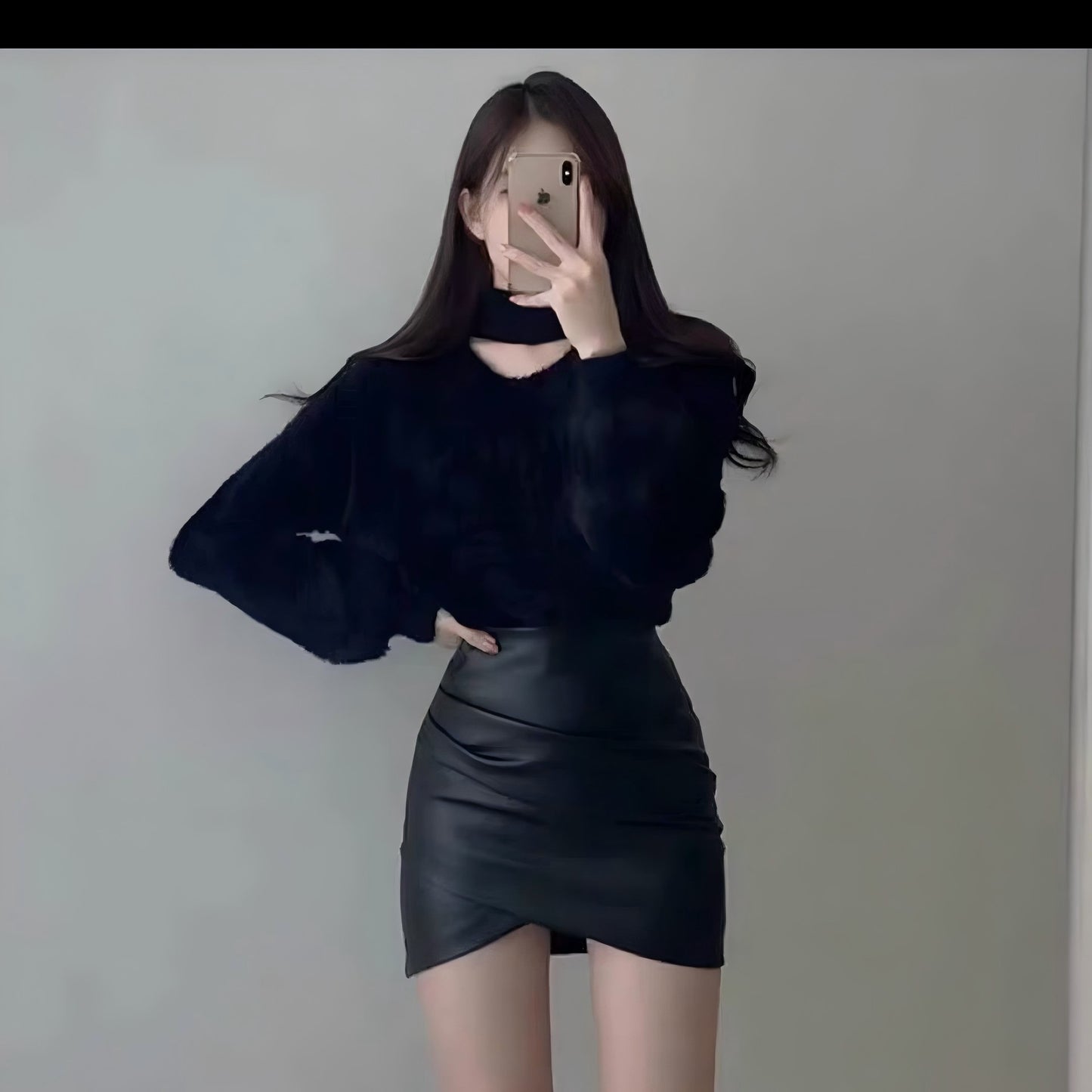 Pull en V avec col haut pour femmes douce Chic und Stil