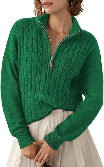 Pull en grosse maille pour femmes avec col montant et demi-zip Chic und Stil