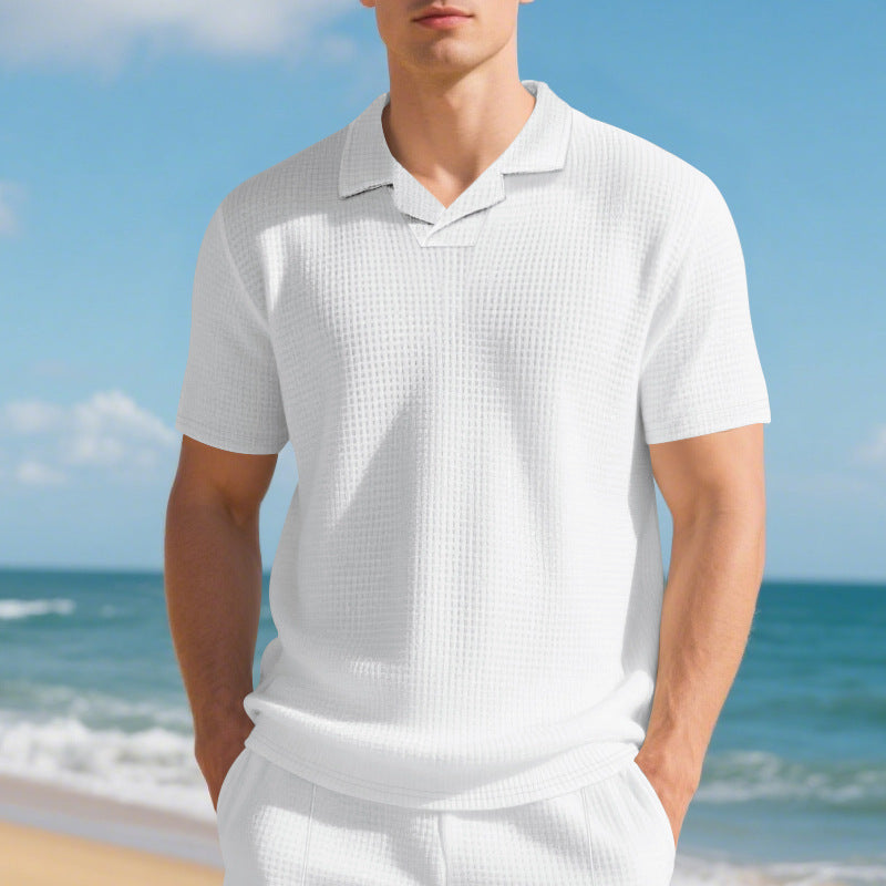 Polo décontracté pour hommes en matériau respirant avec design structuré Chic und Stil