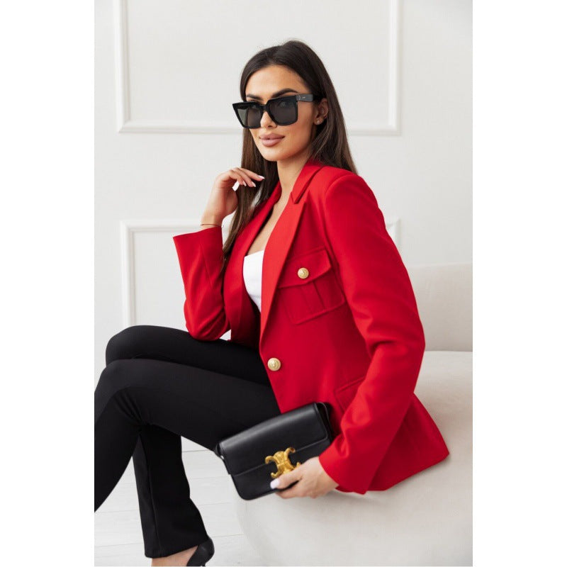 Blazer cintré classique à double bouton pour femmes avec détail de poches Chic und Stil