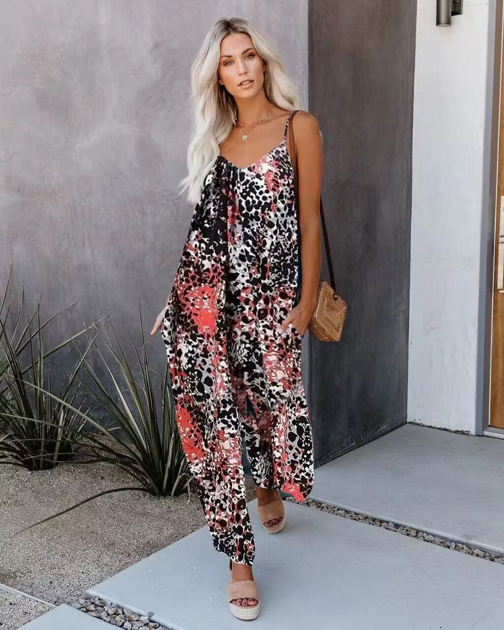 Robe maxi fluide pour femmes avec impression abstraite Chic und Stil