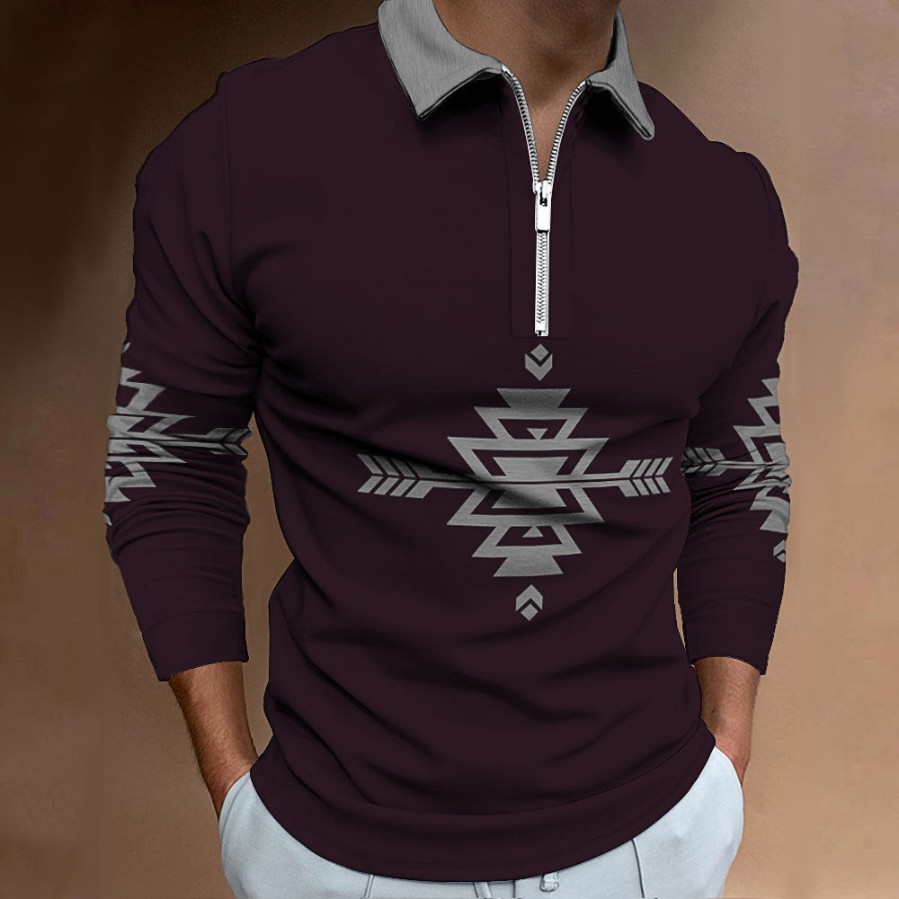 Chemise à manches longues pour hommes avec un design ethnique moderne et une fermeture éclair de haute qualité Chic und Stil