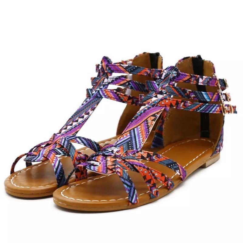 Sandales à brides pour femmes avec motif graphique et bride de cheville ajustable Chic und Stil