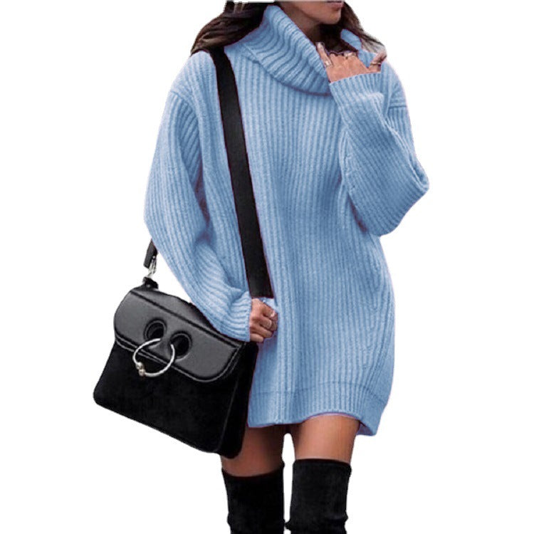 Robe en tricot pour femmes avec col montant et structure en côtes Chic und Stil