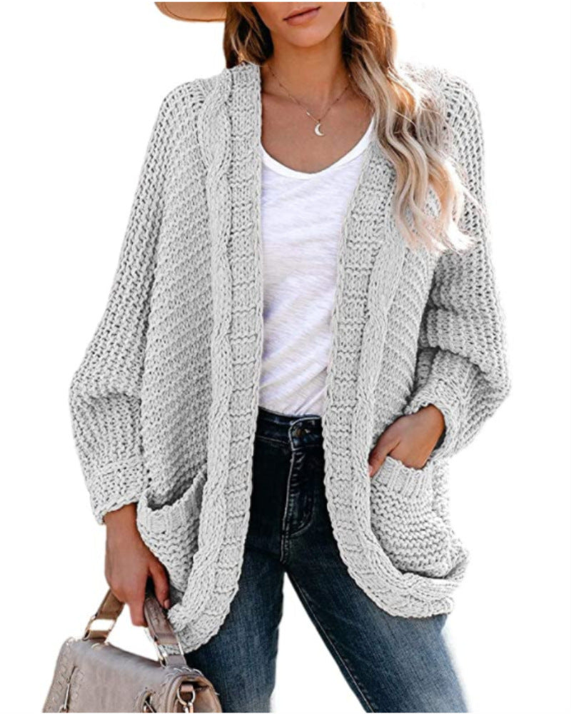 Veste en tricot épais pour femmes avec des contours décontractés et de grandes poches Chic und Stil