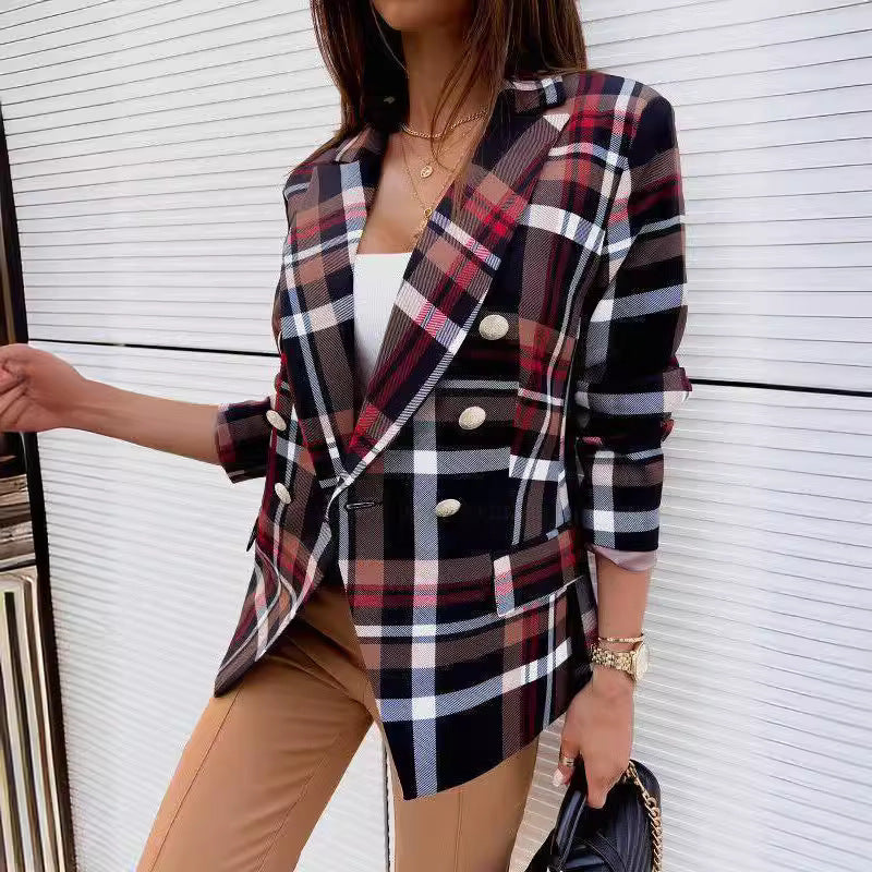 Blazer à carreaux pour dames à double boutonnage sur mesure Chic und Stil