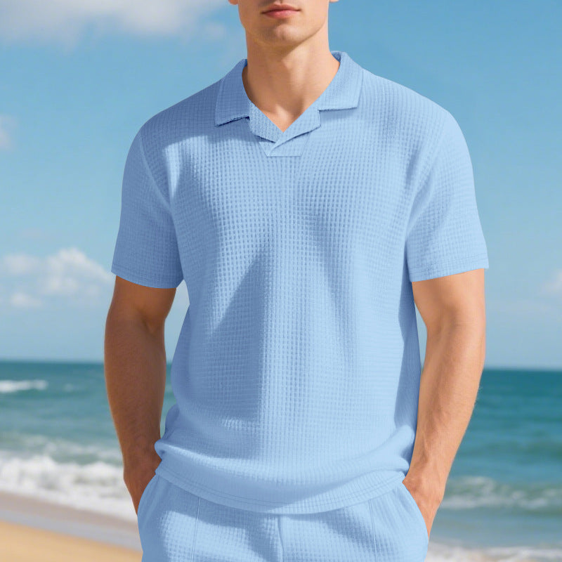 Polo décontracté pour hommes en matériau respirant avec design structuré Chic und Stil
