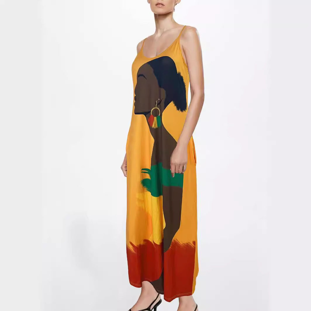 Robe maxi pour femmes avec imprimé ethnique moderne et poches latérales pratiques Chic und Stil