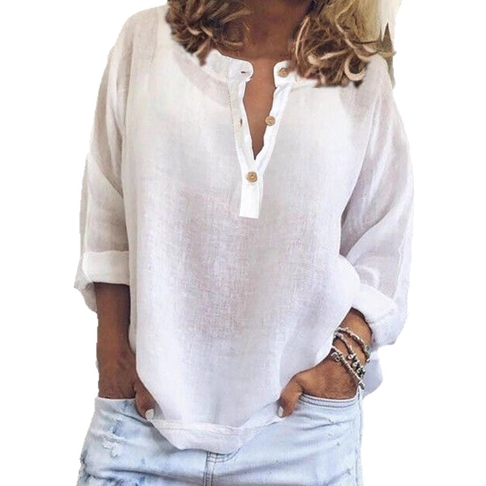Blouse en lin pour femmes avec patte de boutonnage et coupe intuitive Chic und Stil