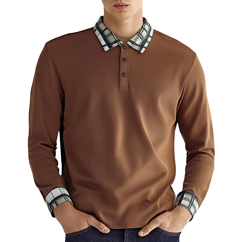 Chemise polo à manches longues pour hommes avec col à carreaux et tissu élastique Chic und Stil