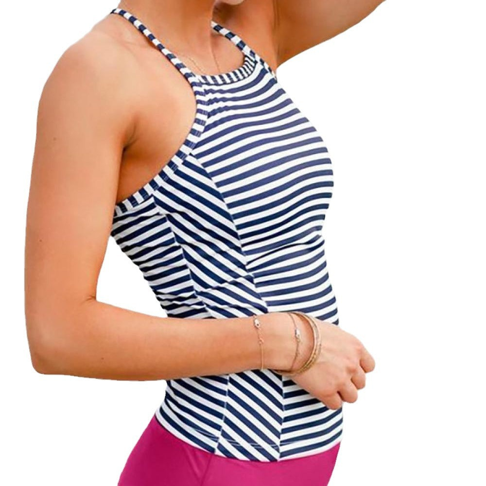 Chic and Style striped backless ladies bikini top set