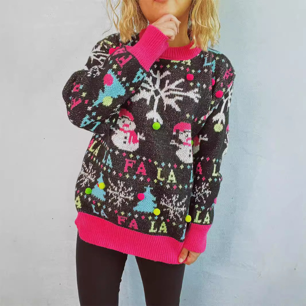 Pull féminin de Noël avec des applications colorées et un design festif Chic und Stil