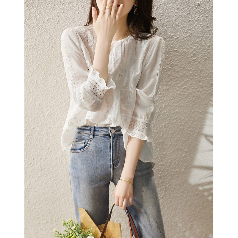 Chemise brodée transparente pour femmes Chic und Stil