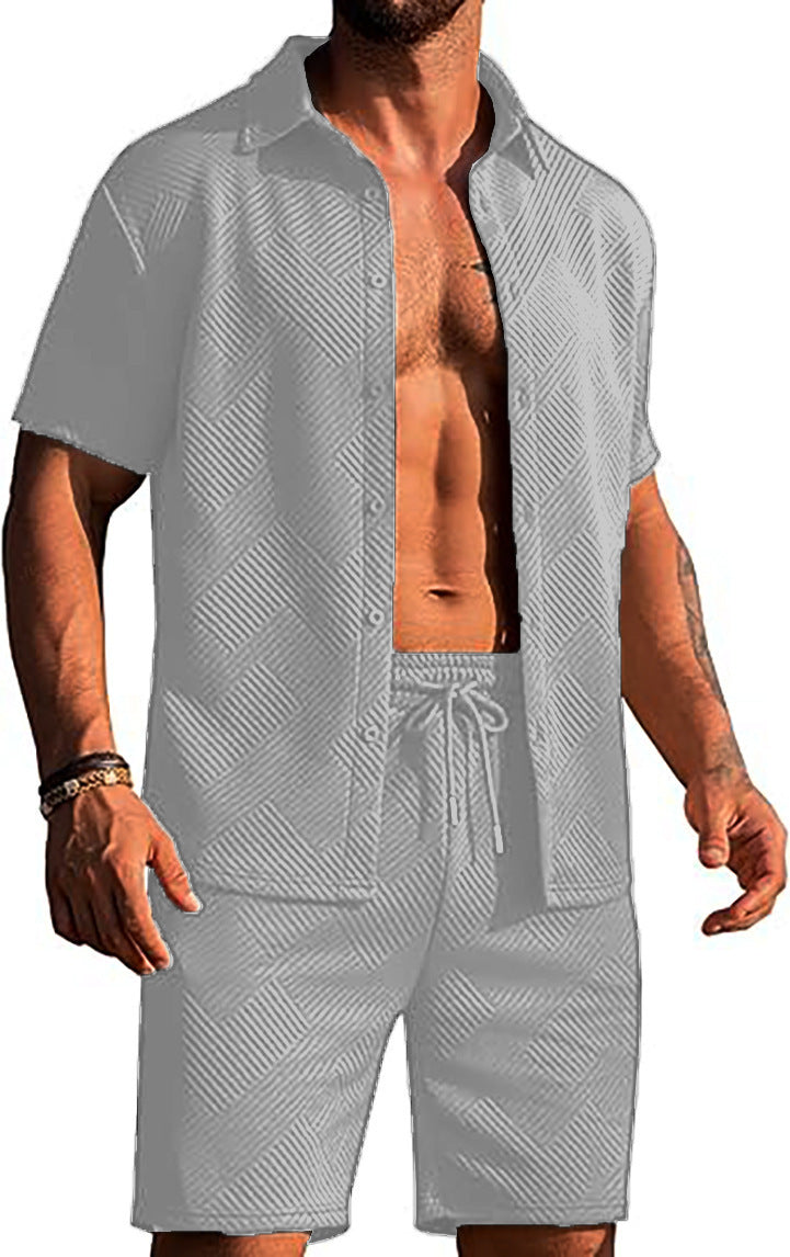 Shorts modernes pour hommes et ensemble haut avec design texturé Chic und Stil