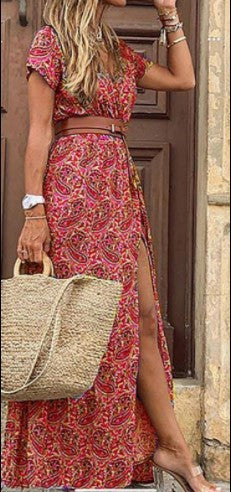Robe maxi fleur pour femmes avec fente latérale haute Chic und Stil