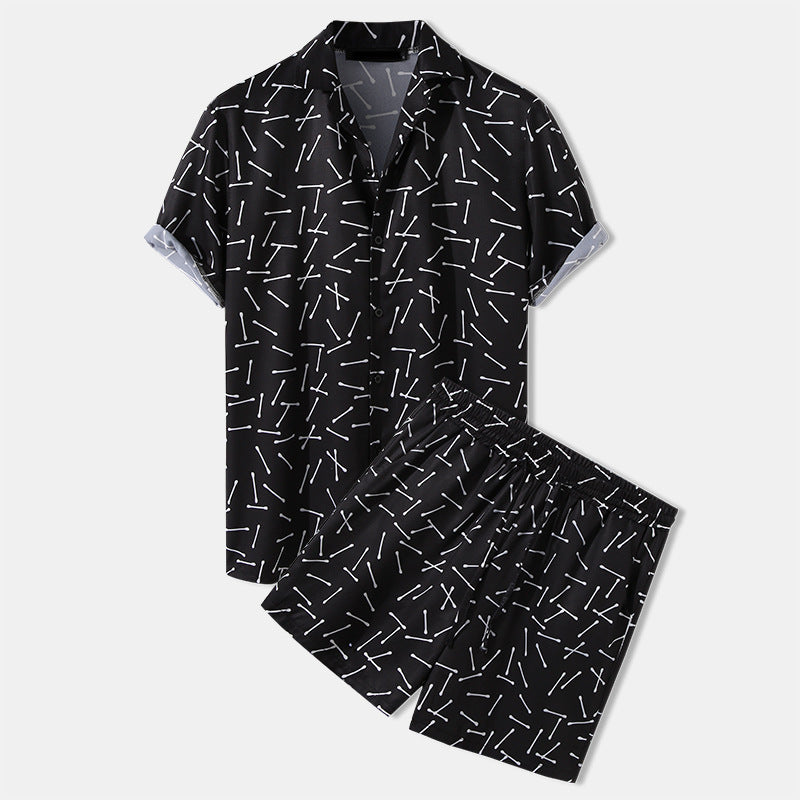 Hommes ensemble de chemise à manches courtes à la mode et de shorts Chic und Stil