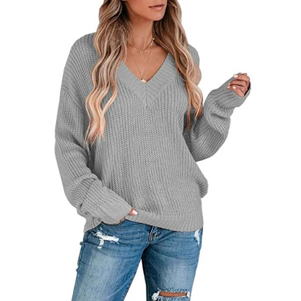 Pull en fine maille pour femmes avec décolleté en V et coupe décontractée Chic und Stil