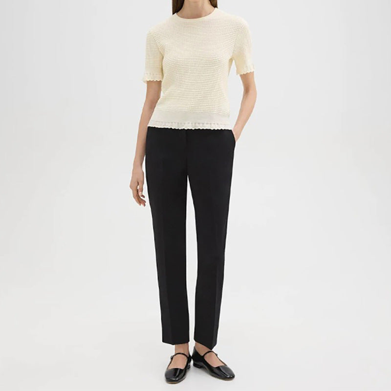 Haut à manches courtes en tricot texturé Chic und Stil pour femmes