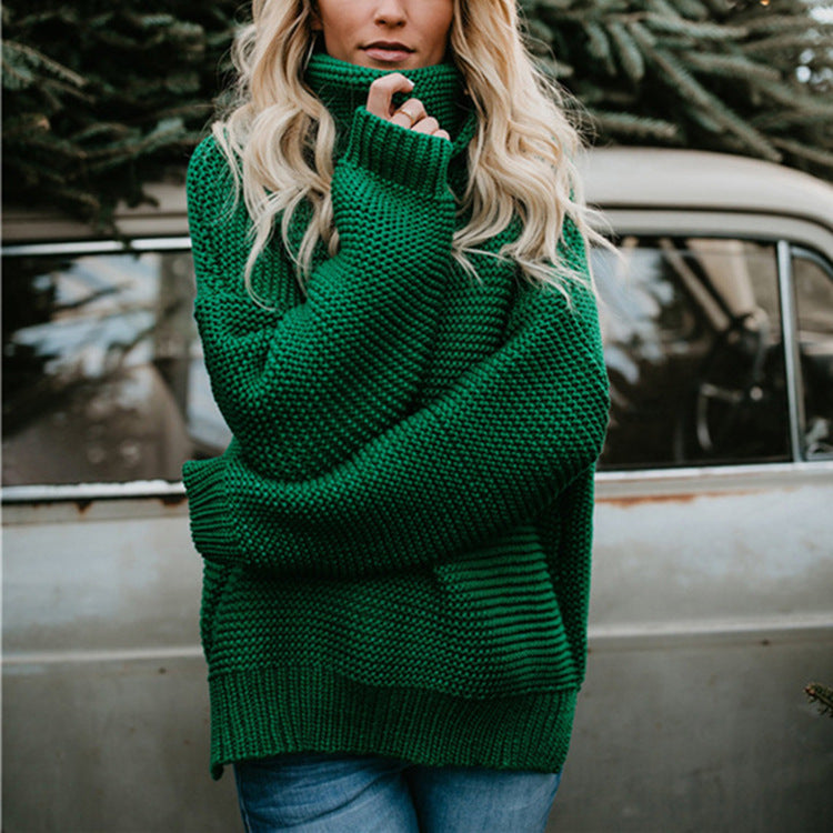 Pull en grosse maille pour femmes avec col montant et coupe décontractée Chic und Stil