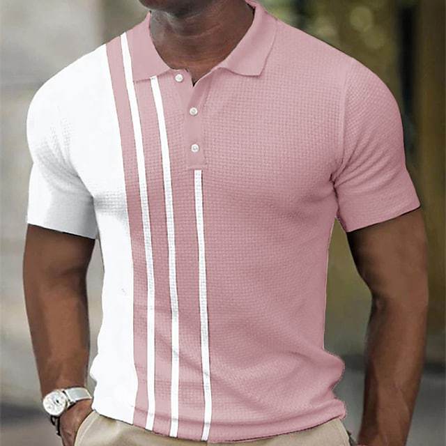 Hommes Polo Performance Texturé à Manches Courtes Chic und Stil