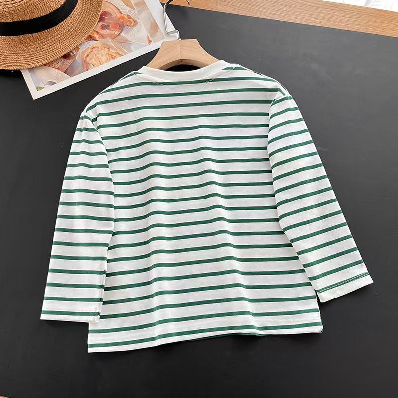 Haut rayé long à manches longues décontracté pour femmes Chic & Stil