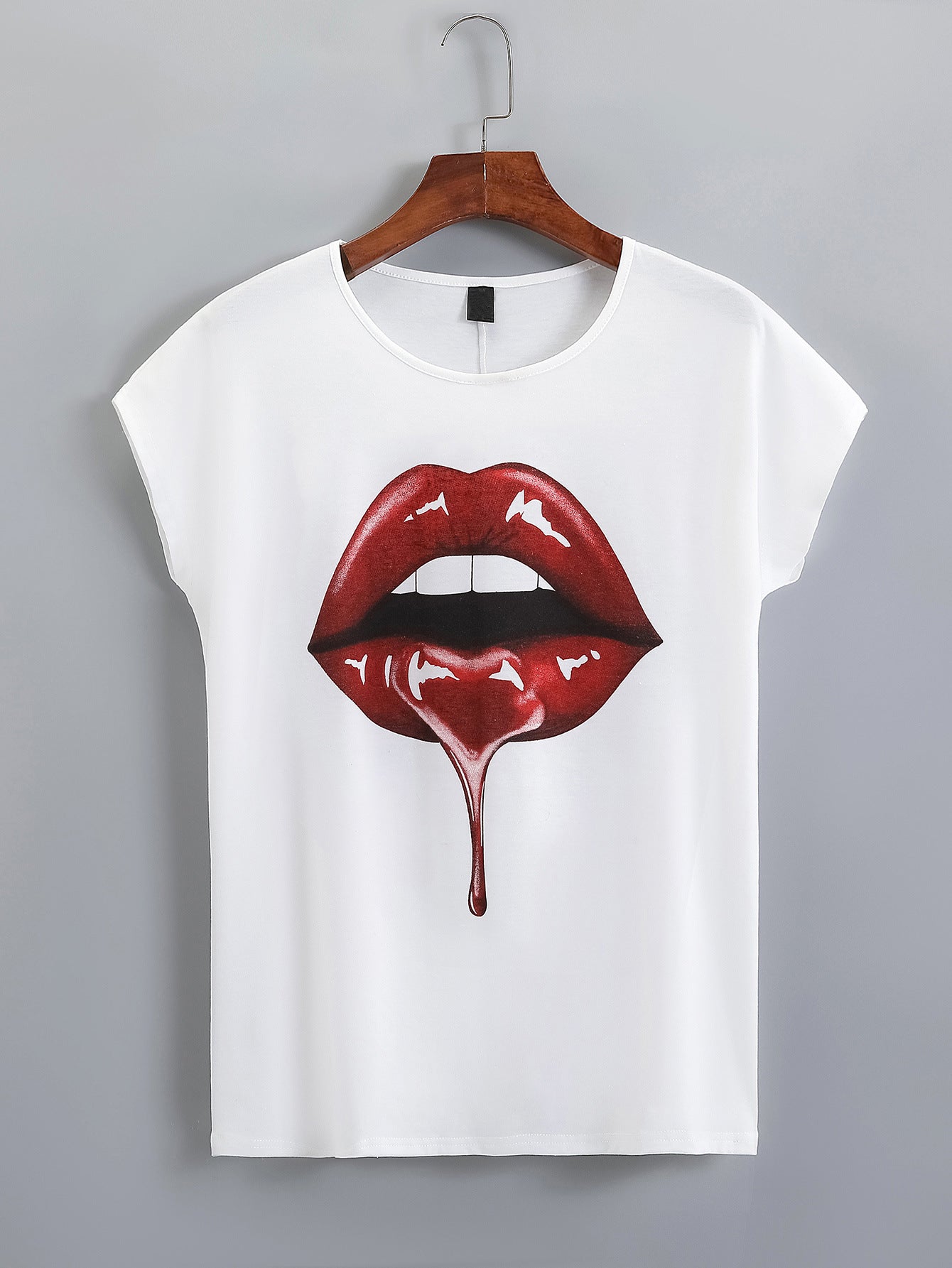 T-shirt pour femmes avec imprimé de lèvres créatif et coupe décontractée Chic und Stil