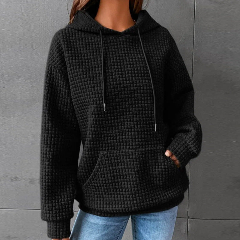 Sweat à capuche décontracté pour femmes avec surface texturée et poche kangourou pratique Chic und Stil