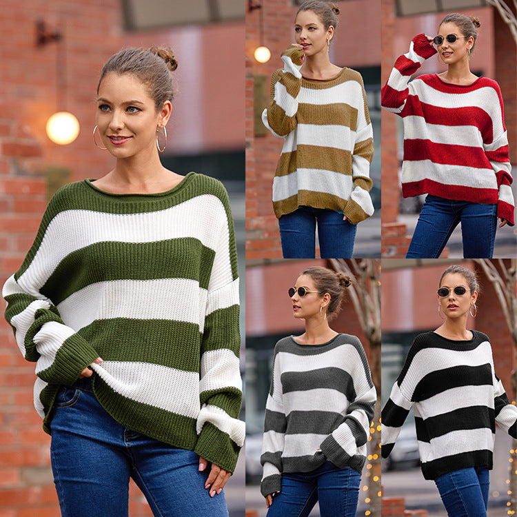 Pull en tricot pour femmes avec des rayures modernes et une coupe décontractée Chic und Stil