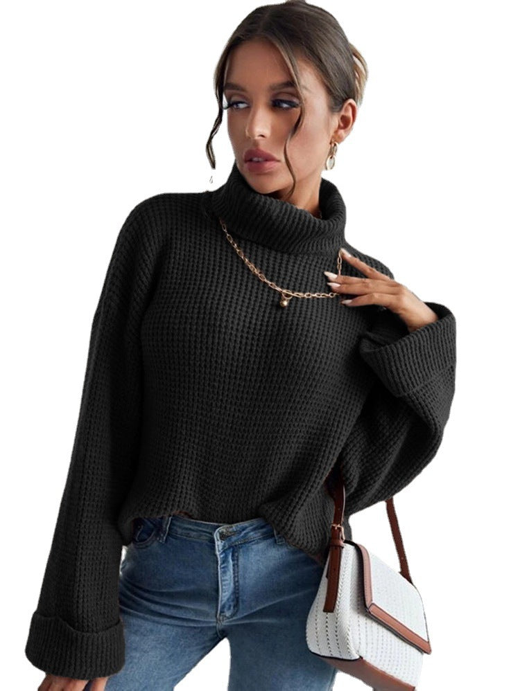 Pull en tricot décontracté pour femmes avec col haut et coupe ample Chic und Still