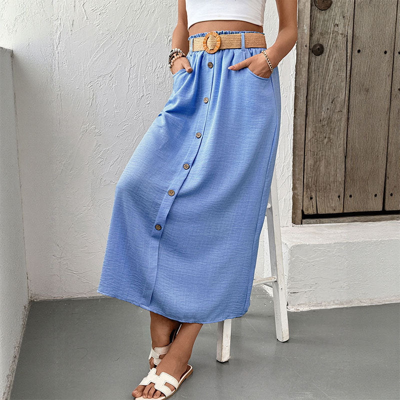 Jupe maxi à boutonnière pour femmes avec poches fonctionnelles Chic und Stil