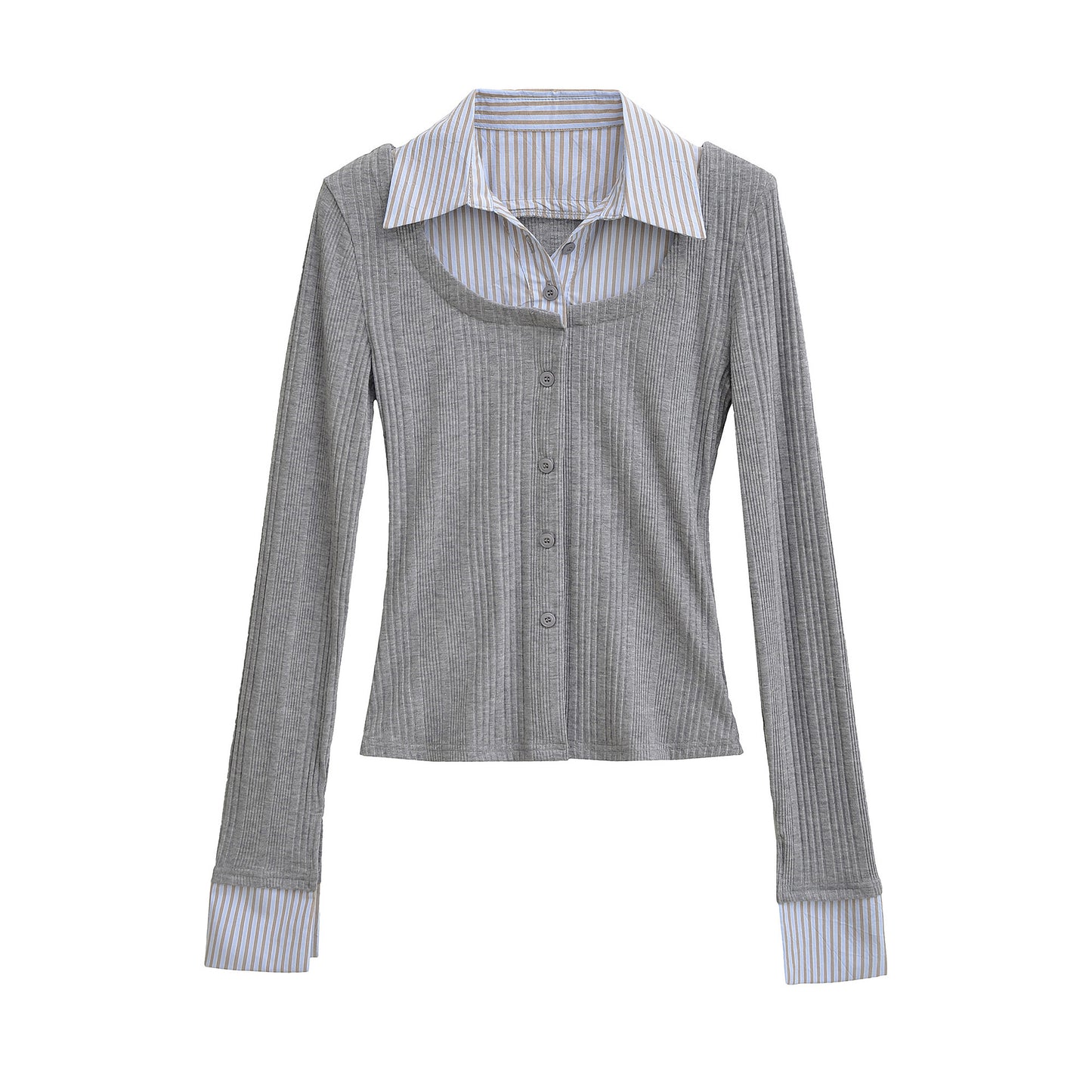 Chemise à manches longues pour femmes avec un design structuré moderne et un col de chemise classique Chic und Stil