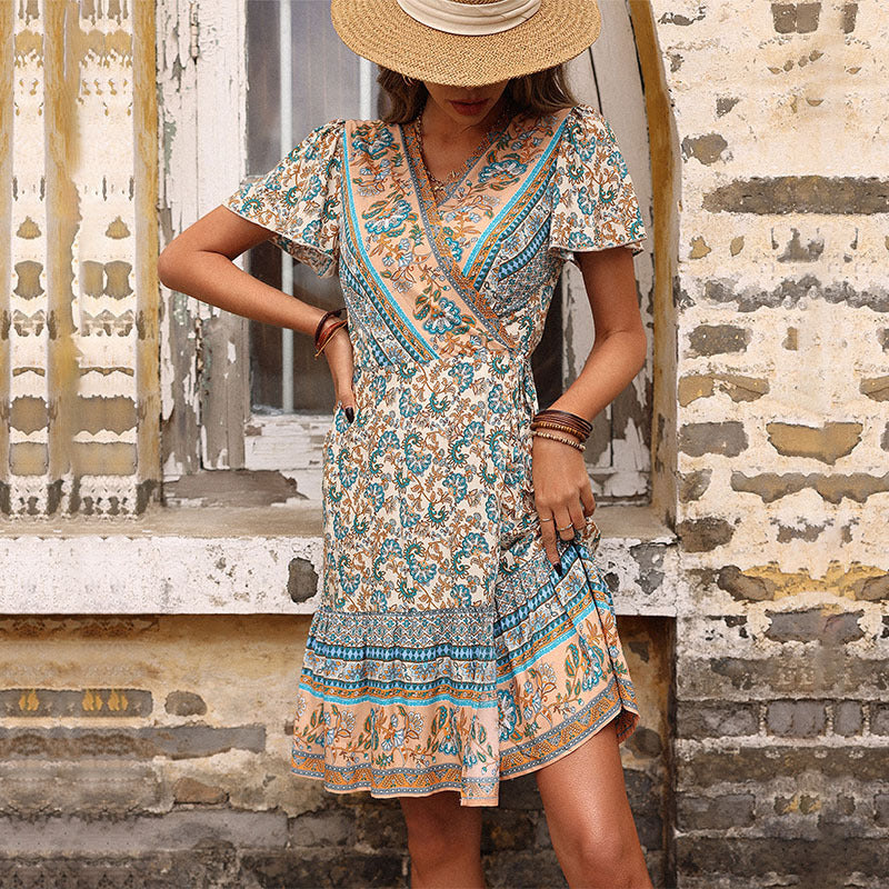 Robe midi enveloppante pour femme avec imprimé floral Chic und Stil