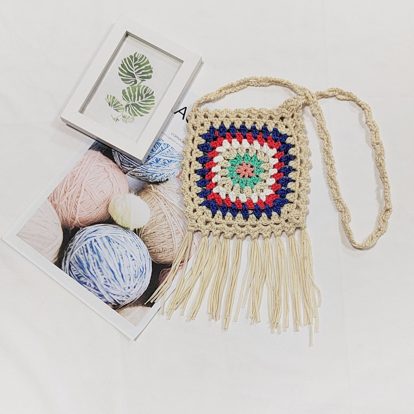 Sac à bandoulière à pompons en crochet pour femmes Chic und Stil